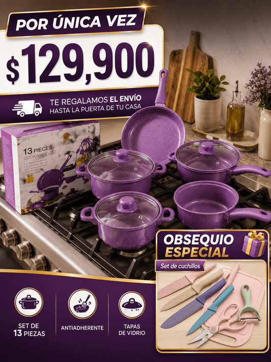 Set De Ollas De Colores x13 Piezas – Antiadherente